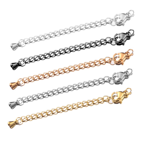 10 Uds. De acero inoxidable con forma de aleta de la cadena, collar, cadena de cola, extensor de broche de langosta, Cadenas para la fabricación de joyas ► Foto 1/6