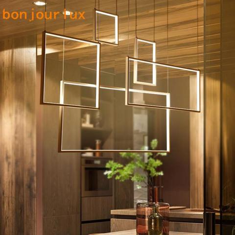 Moderno LED DIY lámpara cuadrada luces acrílicas para comedor sala de estar cuadrada lámpara colgante lámpara candelabro accesorio de luz 110v 220v ► Foto 1/6