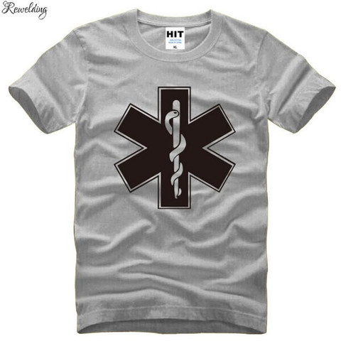 Ropa de marca de la EMT camiseta para hombre estampada de manga corta de verano de algodón cuello de los hombres T camisa técnico médico de emergencia hombre Tee Top ► Foto 1/6