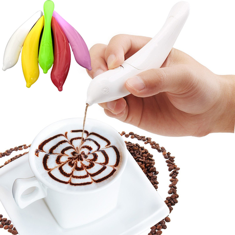 Bolígrafo eléctrico de Arte Latte para café, especias para pastel, decoración de pasteles, utensilio para decorar café, herramientas de pastelería, gran oferta ► Foto 1/6