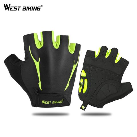 WEST BIKING-Guantes de Ciclismo para hombre y mujer, de medio dedo, a prueba de golpes, de GEL, para Ciclismo de montaña ► Foto 1/6