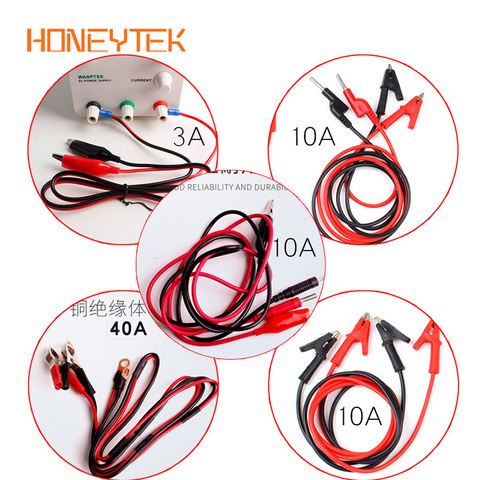 Cable de salida de 40A, conector Banana a abrazaderas de cocodrilo, cables de prueba, fuente de alimentación CC, pinzas de cocodrilo, Cable conductor de prueba, 120cm ► Foto 1/6