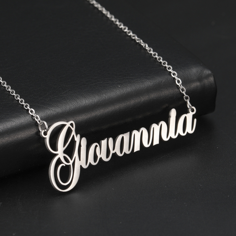 Sipuris, Collar personalizado con nombre, collares de acero inoxidable de Color acero para mujer, joyería personalizada para hombre, regalo de novia ► Foto 1/6