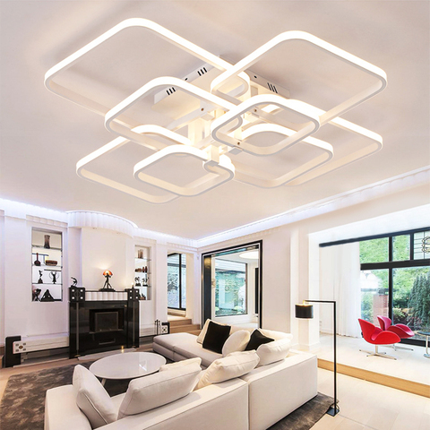 Lámpara de araña moderna para sala de estar, luz Led de techo para dormitorio, Lustres con función de memoria, lámpara de techo rectangular, luz regulable de brillo ► Foto 1/6