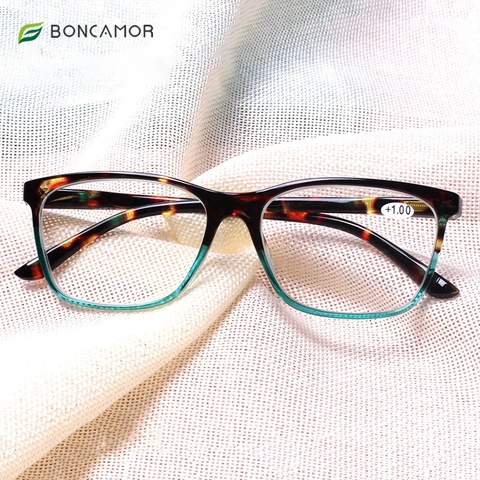 BONCAMOR elegantes gafas de lectura rectangulares, bisagra de resorte, gafas para lectores masculinos y femeninos, dioptría 0,5 1,75 2,0 3,0 4,0... ► Foto 1/6