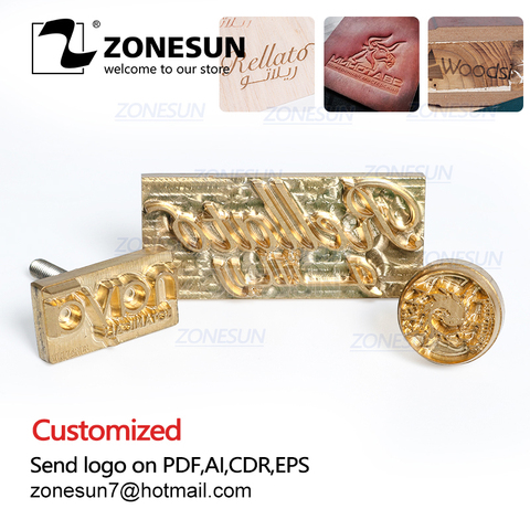 ZONESUN-Molde de Metal con Logo personalizado para manualidades molde de Metal y latón con Logo personalizado para marcar diseños de sellos de cuero y madera, molde para Cliche de pan, herramienta de grabado en relieve ► Foto 1/6