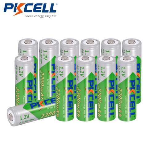 Pilas AA PKCELL NiMH recargables, 1,2 V, 2200mAh, batería duradera de 2A, baja autodescarga, para juguetes y cámaras, 12 Uds. ► Foto 1/6