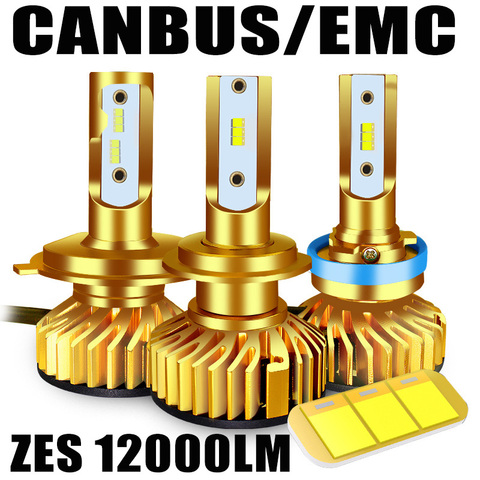 Luz LED Canbus para faro delantero de coche, bombilla Led ZES de 12000LM, 72W, con Chip de 12V, H7, H1, H3, HB3, 9005, hb4, H11, H27, 9006 ► Foto 1/6