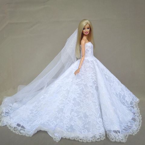 Accesorios de fantasía para vestido de barbie, ropa para muñeca bjd, princesa Deluxe, cola de cola, boda, novia, vestido de matrimonio, regalo para barbie ► Foto 1/1