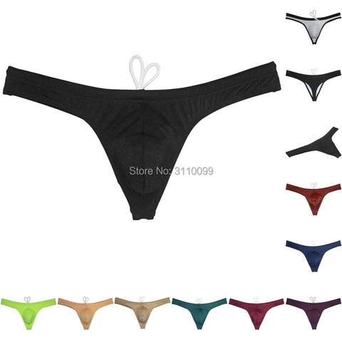 Mini ropa de playa unicolor para hombre, Bikini con bolsa, Tanga, traje de baño cómodo, parte trasera en T ► Foto 1/6