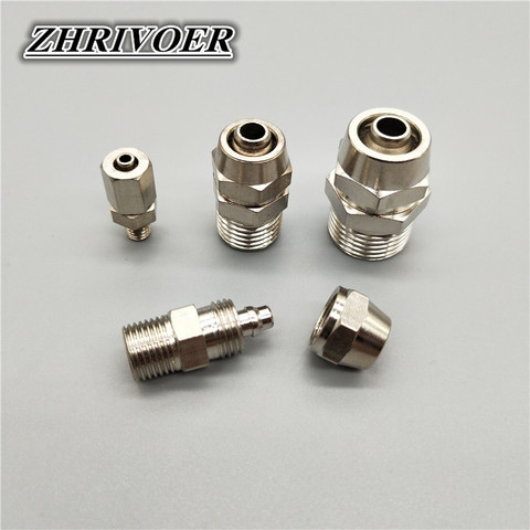 Tubo de tubería PC4 de 6, 8, 10 y 12mm para M5, 1/8, 1/4, 3/8, 1/2, accesorios de tubería de tornillo rápido, componentes neumáticos de cobre, junta de giro rápido ► Foto 1/6