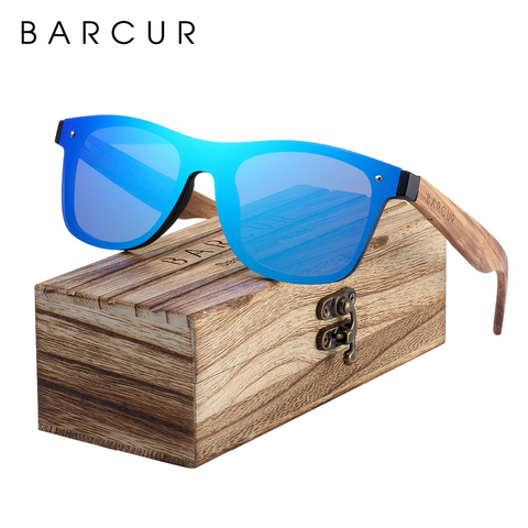 BARCUR Gafas de sol polarizadas negras de madera de nogal para hombre cuadradas Gafas de sol para mujer ► Foto 1/6