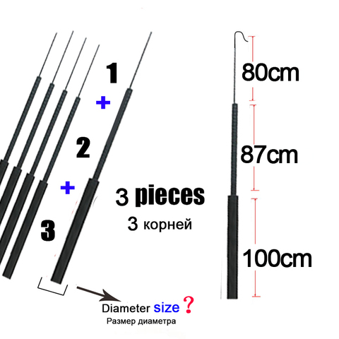 8,8mm-11,7mm 3 piezas de pesca de punta de la varilla de repuesto 1,2 3 secciones Tanwan pesca rod completa tamaño corto hueco carbono accesorios resistente ► Foto 1/3