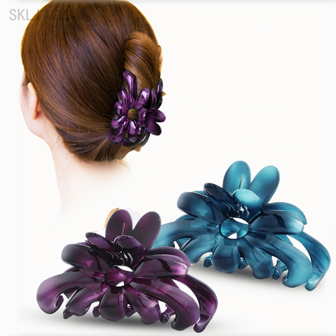 Vintage garra Clip de pelo de las mujeres Clips elegante flores pelo pasadores Clip de acrílico para cabello Clips de pelo para el pelo accesorios para el cabello niñas ► Foto 1/6