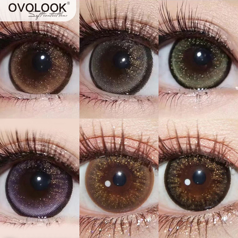 OVOLOOK-2pcs/par de lentes de Color dorado, lentillas bonitas de 6 tonos, lentillas de Color dorado (diámetro: 14,5mm) ► Foto 1/6