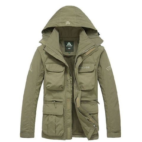 Chaqueta táctica para hombre otoño secado rápido 2-en-1 XXXL estilo militar ejército abrigo masculino 2022 Multi bolsillos con capucha cortavientos impermeable ► Foto 1/6