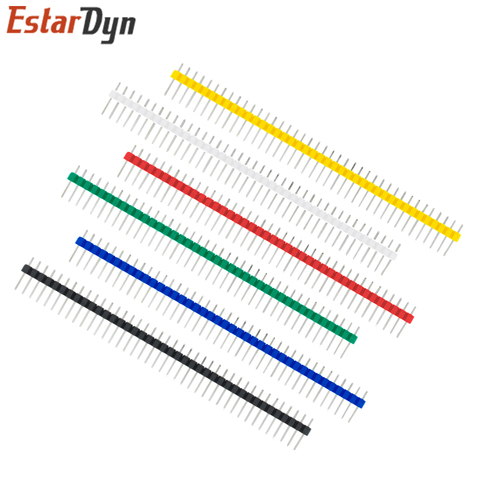 10 Uds 40 Pin 1x40 Single Row macho 2,54 conector de pines divisible Strip Blanco/negro/rojo/azul/verde/amarillo ► Foto 1/4