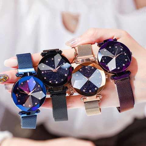 Relojes magnéticos de lujo con cielo estrellado para mujer, relojes de pulsera de cuarzo femeninos con diamantes, Zegarek Damski ► Foto 1/6