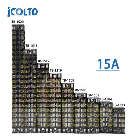 Conector de cable de tira de Bloque de terminales de tornillo de barrera de doble fila, 600V, 15A, 3/4/6/8/10/12/15/20 posiciones opcionales, 1 Uds. ► Foto 1/1