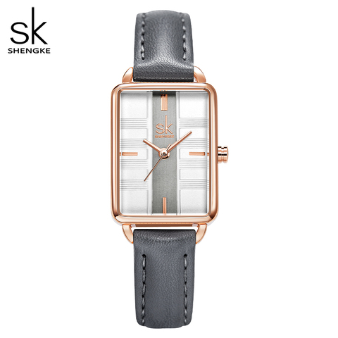 Shengke-reloj creativo de cuarzo para mujer, cronógrafo con esfera rectangular de color blanco puro, movimiento japonés, moda femenina ► Foto 1/6