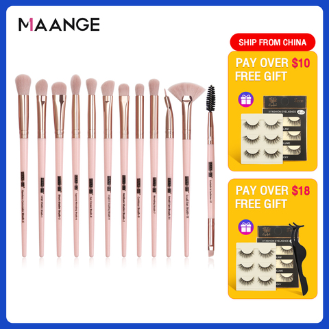 MAANGE-Juego de brochas de maquillaje, conjunto de 3/5/12 unidades, para mezclar sombras de ojos, delineador de ojos, pestañas, cejas, herramienta de belleza ► Foto 1/6