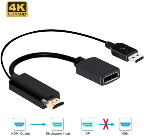 Adaptador conversor de HDMI, compatible con DisplayPort con USB, compatible con VESA, Puerto DisplayPort HD y HDCP ► Foto 1/6