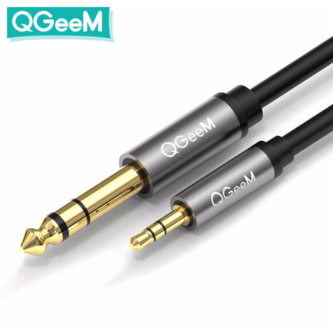 QGEEM-Cable auxiliar adaptador de 3,5mm a 6,35mm para amplificador mezclador, reproductor de CD, altavoz chapado en oro, conector 3,5 a conector 6,5, macho, Audio Cab ► Foto 1/6