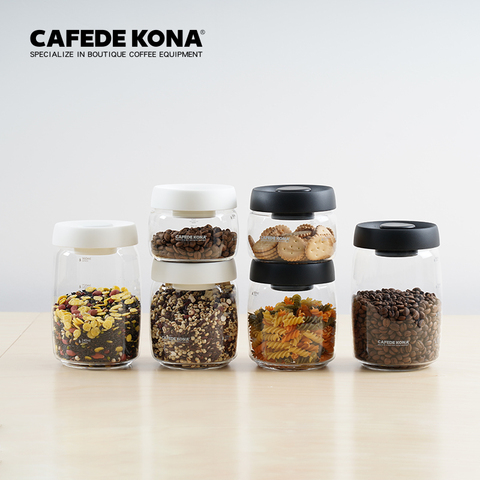 CAFEDEKONA-recipiente de vidrio al vacío, recipiente sellado de vidrio de borosilicato respetuoso con el medio ambiente, frascos de almacenamiento con tapa para alimentos, tarros de vidrio para Cocina ► Foto 1/6