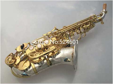 Saxofón Soprano de MARGEWATE Bb SC-9937, instrumento Musical de latón plateado con boquilla, novedad, envío gratis ► Foto 1/6