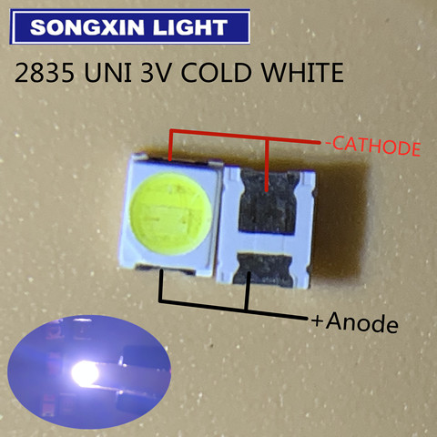 1000 Uds UNI luz de fondo LED de alta potencia 1W 3V 1210 3528 2835 blanco fresco iluminación LCD trasera para TV aplicación MSL-628KSW ► Foto 1/6