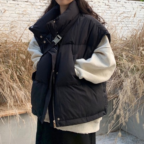 2022 nueva primavera y otoño de las mujeres chaleco sin mangas algodón-acolchado corto chaleco Kawaii prendas de vestir Mujer Beige Casual negro Parka Mujer ► Foto 1/6