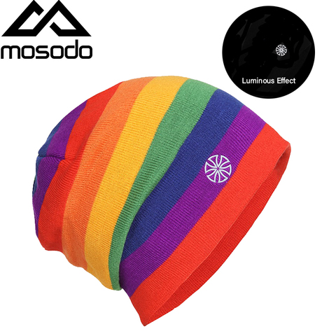 Mosodo gorros de esquí invierno, gorros térmicos cálidos con tiras de colores, gorros Unisex, gorros de Snowboard, senderismo, lana tejida, sombrero Slouchy ► Foto 1/6