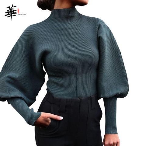 Elegante suéter de punto de lana para mujer, jersey de cuello alto, suéter de invierno otoño 2022, Jersey corto recortado para mujer ► Foto 1/6