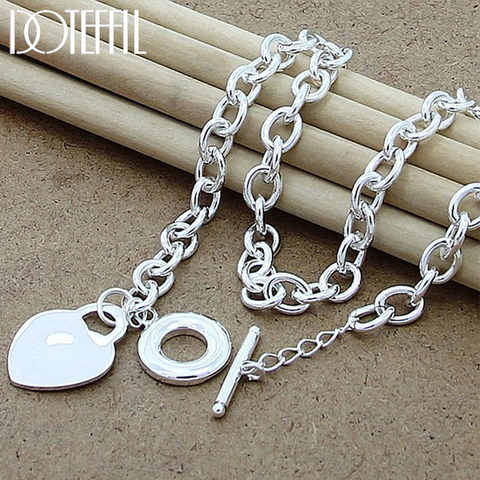 DOTEFFIL de corazón de Plata de Ley 925/Círculo/perro collar pendiente para mujer hombre 18 pulgadas Cadena de compromiso de boda de joyería ► Foto 1/6