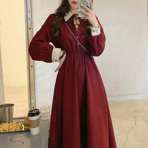 Vestido de hada Vintage de manga larga para mujer, vestido Retro francés elegante, informal, de una pieza, coreano, para fiesta, otoño e invierno, 2022 ► Foto 1/6