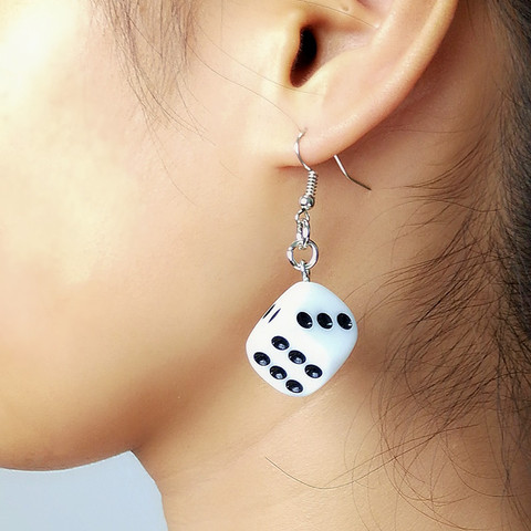 Tenande-pendientes colgantes de dados cuadrados para mujer, Color blanco y negro, joyería Vintage, bisutería, aretes ► Foto 1/6