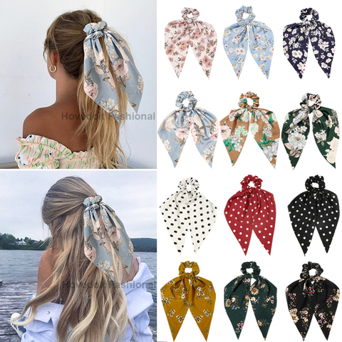 Dibujo bohemio elástico bandas para pelo para mujer niñas Bowknot Scrunchies diadema lazos de pelo de cola de caballo titular accesorios para el cabello ► Foto 1/6