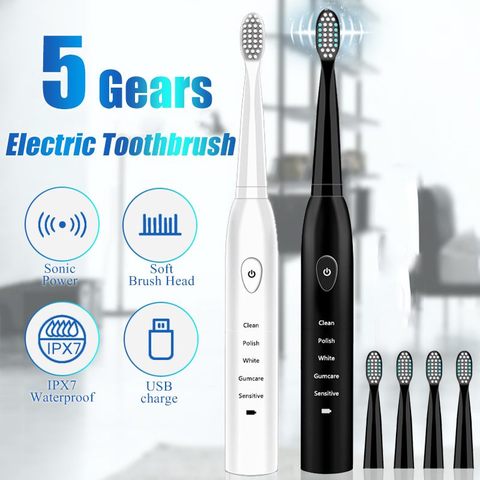 Cepillo de dientes eléctrico ultrasónico, potente, recargable por USB, lavable, blanqueamiento de dientes electrónico ► Foto 1/6