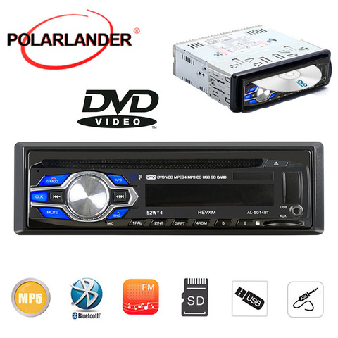 Nuevo coche radio DVD VCD CD MP3 bluetooth auto reproductor audio estéreo bluetooth teléfono AUX-IN FM USB 1 Din 5V cargador en el tablero de 12V 12V ► Foto 1/6