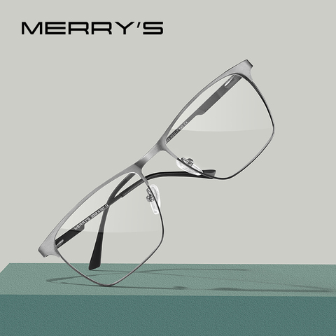 MERRYS-gafas ópticas de aleación de titanio para hombre, lentes de lujo, cuadradas, ultralivianas, graduadas, para miopía, S2118 ► Foto 1/6