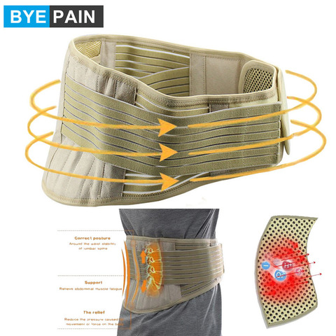 BYEPAIN-soporte ajustable de cintura con Calefacción Automática, faja de turmalina, entrenador de cintura, terapia magnética, tirantes para el cuidado Lumbar ► Foto 1/6