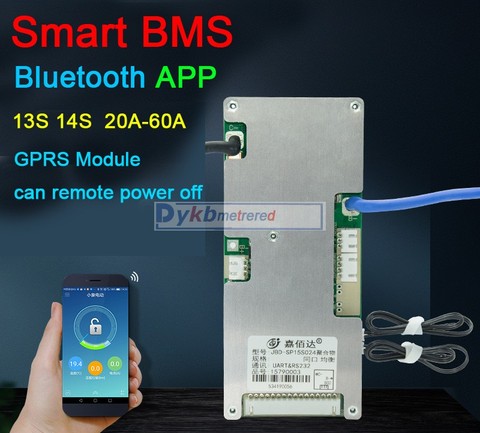 DYKB smart BMS 13S 14S 48V 60A 40A 20A Li-ion, placa de protección de batería de litio, Balance remoto GPRS, apagado Bluetooth, APP UART ► Foto 1/6