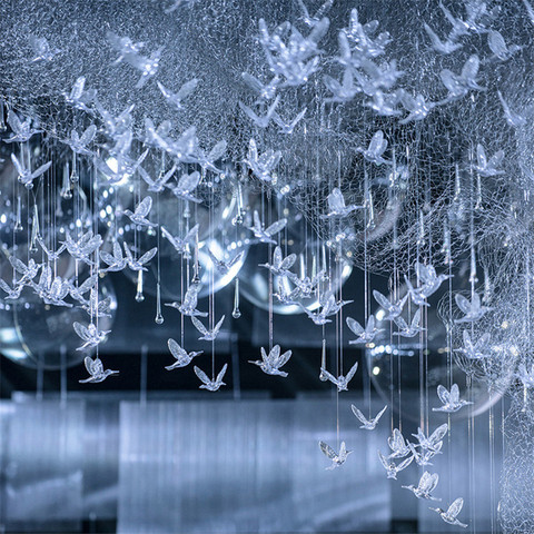 Colibrí acrílico transparente para boda, ventana colgante de exhibición para Navidad, fiesta, jardín de infancia, adornos de pájaro para techo, 20 Uds. ► Foto 1/5