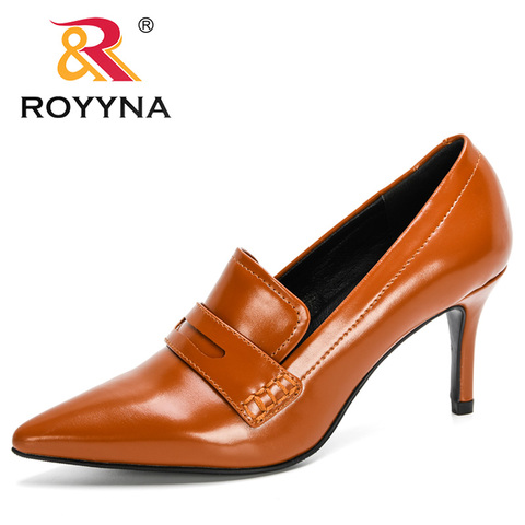 ROYYNA 2022 nuevos diseñadores Original de calidad superior de las mujeres del dedo del pie puntiagudo tacones delgados vestido agradable zapatos de cuero de boda Feminimo ► Foto 1/6