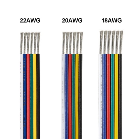 Conector para tira de LED Cable 22AWG 6 Pin de alambre de cobre estañado de aislamiento de PVC de alambre eléctrico para 5050 RGBWW RGB CCT las luces LED ► Foto 1/6