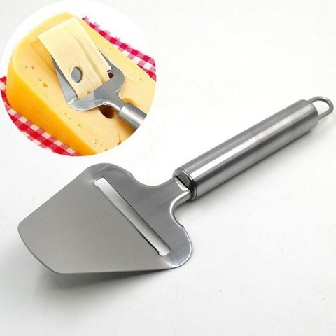 Pelador de queso de acero inoxidable plateado, cortador y rebanador de queso, mantequilla, cuchillo de corte, utensilios de cocina para queso ► Foto 1/6