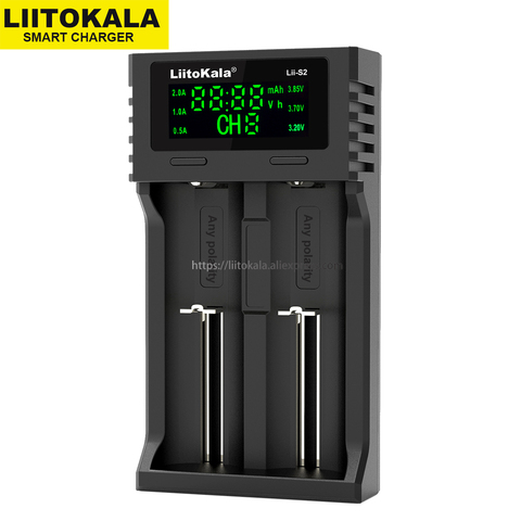 Liitokala Lii-202 Lii-402 Lii-S4 3,7 V 3,2 V 3,85 V AA / AAA 26650, 14500, 16340, 25500, 18650 LiFePO4 de litio cargador inteligente de la batería ► Foto 1/6