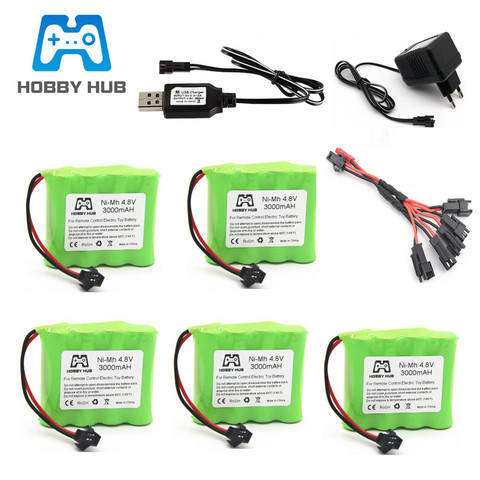 Batería NiMH de 4,8 v y 3000mah, Cargador USB para juguetes Rc, coches, barcos, pistolas, tanques, Robots, Ni-MH, AA, 4,8 v, batería recargable de 2400mAh ► Foto 1/6