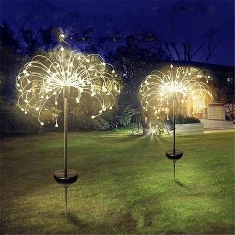 Globo de césped al aire libre con energía Solar, lámpara de fuegos artificiales de diente de león, guirnalda de Flash de 90 LED /120 LED para césped y jardín, luz de paisaje de vacaciones ► Foto 1/6