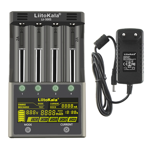 LiitoKala lii-500 LCD 3.7 V 1.2 V 18650 26650 16340 14500 10440 18500 Cargador de Batería, 100% original de fábrica LiitoKala lii500 ► Foto 1/6